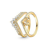 Anillo de amor con corona de princesa brillante de circón a la moda y encantador anillo Pandora joyería Original exquisita regalo DIY para mujer - details 1