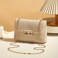 Elegante Bolso de Hombro de Paja Tejida Cadena Desmontable Cierre de Hebilla - details 2