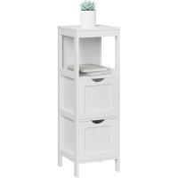 Madera Armario para baño Armario de almacenaje Botiquín Mesita de Noche Rinconera 2 Cajones Blanco - details 4
