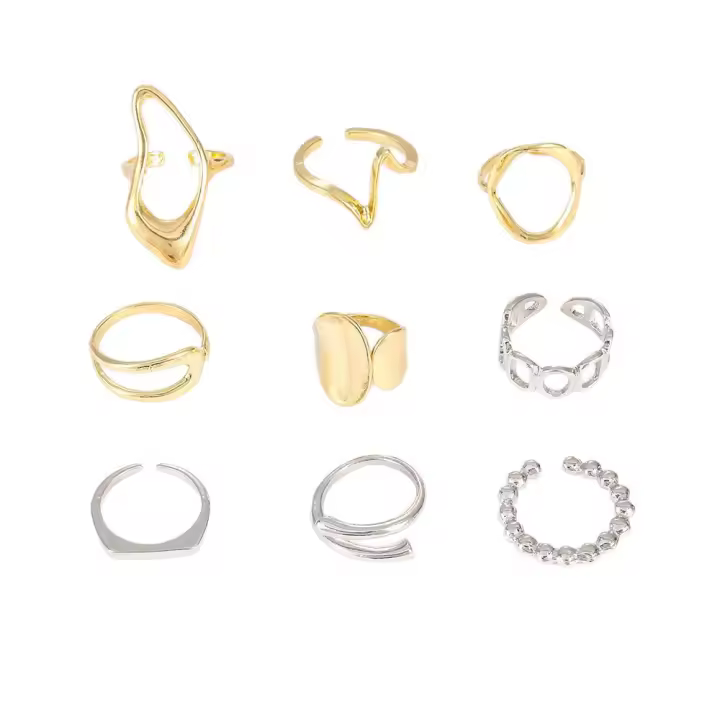 Anillo geométrico Retro de aleación con personalidad, anillo versátil abierto punk de hip-hop, accesorios de joyería femenina - 1