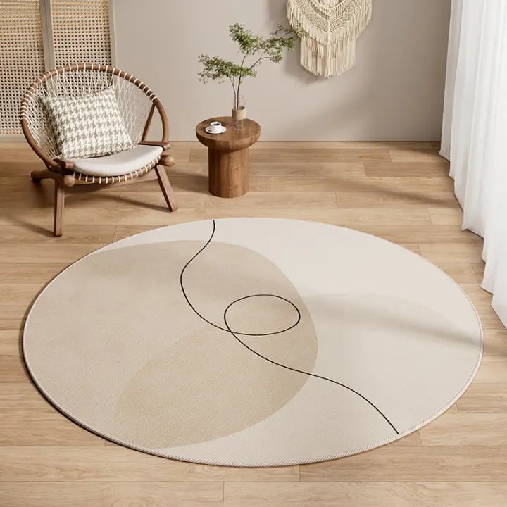 Simple hogar sala de estar alfombra redonda cristal terciopelo mesa de café alfombra de piso dormitorio mesita de noche manta guardarropa mecedora cojín de pie - 1