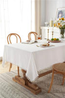 Mantel de Comedor de Hogar de Granja de Color Sólido Tela Cuadrada de Algodón con Borla - details 13