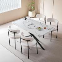 Mesa de Comedor Redonda con Tapa Moderna con Efecto Mármol, Mesa de Comedor de Cocina con Cuatro Patas de Metal, para Comedor, Sala de Estar,Blanco+GDL - details 25