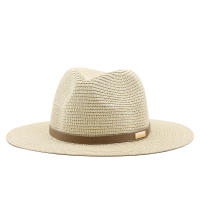 Sombrero de Sol de paja con correa para hombre y mujer, sombrero de ala ancha para vacaciones, playa, verano, UV, Panamá, venta al por mayor - details 2