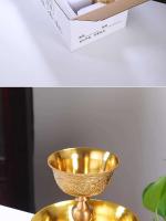 Taza sagrada protectora de cobre puro antiguo dorado estilo tibetano tántrico ocho suministros de Buda auspicioso, taza de agua - details 9