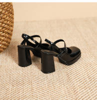 Zapatos Mary Jane de charol con punta cuadrada y tacón en bloque estilo hada = - details 23