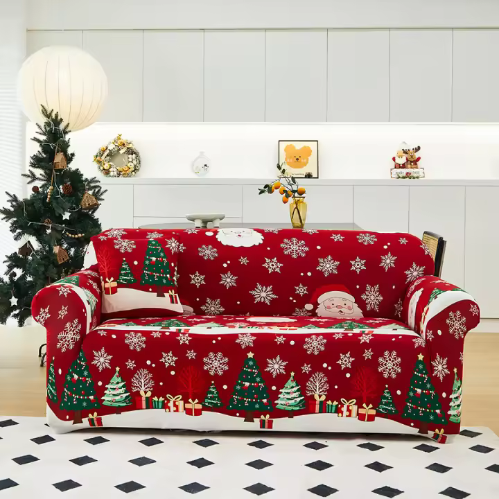 Bonenjoy 1 funda de sofá navideña, protector antideslizante para sofá, funda elástica para sofá de 1/2/3/4 plazas, funda para decoración del hogar, funda para sofá - 1
