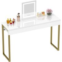 Mesa de Maquillaje Blanca Brillante de 100x40 cm Diseño Comodo con 2 Cajones - details 9