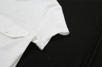 BUNO-Vestido de mujer de moda de verano 2025 elegante sencillo de retales cuello Polo manga corta con volantes y dobladillo elástico - details 13