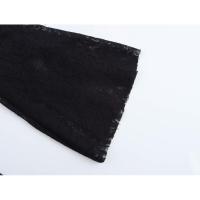 OUWU- Vestido de manga larga de trompeta sin espalda con cuello redondo estilo europeo y americano, vestido pequeño negro de encaje sexy para chica caliente. - details 4
