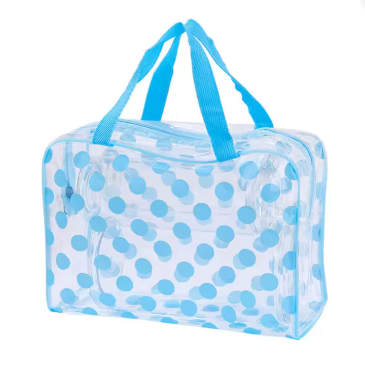 Bolso de Maquillaje Transparente con Puntos Impermeable de PVC Portátil para Mujeres - 1