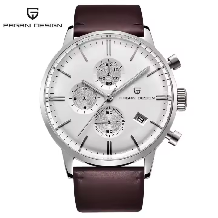 Reloj Deportivo Militar de Lujo PAGANI DIZAIN Reloj de Cuarzo Automático con Correa de Cuero - 1