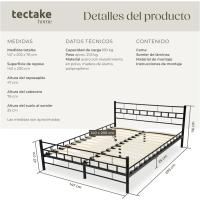 Cama de Boda de Acero Robusto Estructura de Acero con Somier de Láminas de Madera - details 23