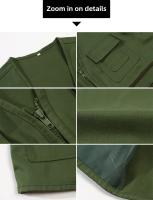 Chaleco de algodón cómodo de color sólido para invierno, sudadera holgada con cuello en V y cremallera, chaleco informal sin capucha para todas las estaciones - details 6
