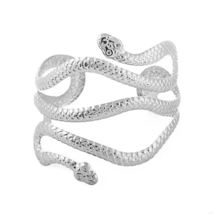 69HB Retro griego romano abierto pulsera de serpiente brazalete superior del brazo Cufrmlet Festival joyería de danza nupcial - 1