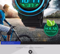 Reloj de Pulsera Deportivo al Aire Libre SKMEI para Hombres Correa de PU Solar Cronógrafo Alarma 5Bar Impermeable Digital Reloj Hombre 1096 con Material de Banda de Cuero Vegetal - details 1