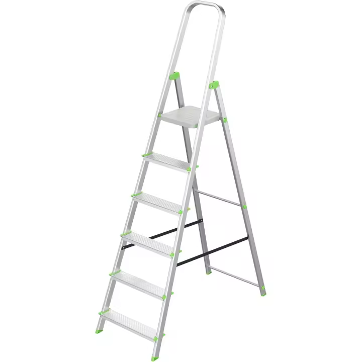 Escalera de Tijera Plegable Marca Española Escalera de Aluminio 6 peldaños con Gancho de Pared Multiusos Antideslizante Ligera y Resistente Escalera Doméstica Fácil Transporte - 1