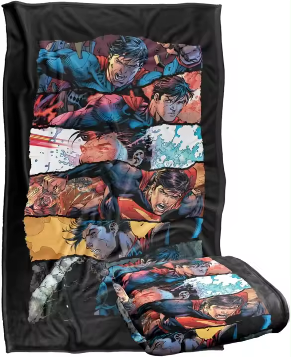 Manta de tacto sedoso y súper suave con diseño de collage rasgado de Superman, collage rasgado - 1