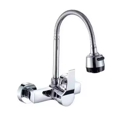 Grifo montado en la pared de acero inoxidable 304, lavabo de cocina, grifo de agua fría y caliente giratorio Universal - 1