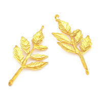 Colgantes de hojas de árbol de latón de Color dorado de 18K, accesorios para collar y pendientes, joyería Diy de alta calidad - details 32