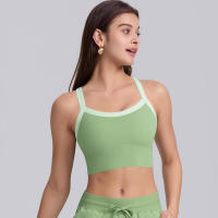 Sujetador deportivo de nailon para mujer, camiseta sin mangas de color sólido, transpirable, de secado rápido - details 23