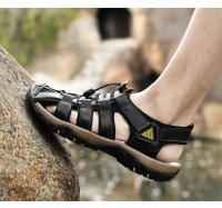 Sandalias de piel auténtica para hombre, zapatos informales para la playa, calzado deportivo antideslizante para exteriores, zapatos romanos de talla grande 38-48 - details 13