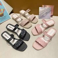 Forme a cuña los zapatos de las mujeres de los deslizadores de la moda del diseñador de las chanclas - details 6