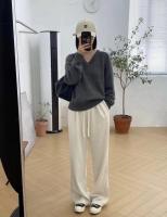 Otoño/Invierno nuevo suéter de cachemira de las mujeres con cuello en V Jersey de punto de lana pura Tops gruesos Casual suelta moda coreana - details 7
