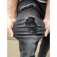 Decoración con Slim Fit Biker Hombre Elástico Algodón Ripped Skinny Jeans Hip Hop Alta Calidad Negro - details 5