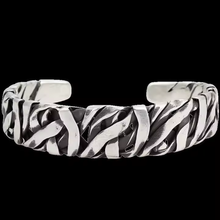 Pulsera tejida a mano tailandesa, pulsera abierta de nicho retro para hombre, pulsera ancha para hombre de fábrica al por mayor. - 1