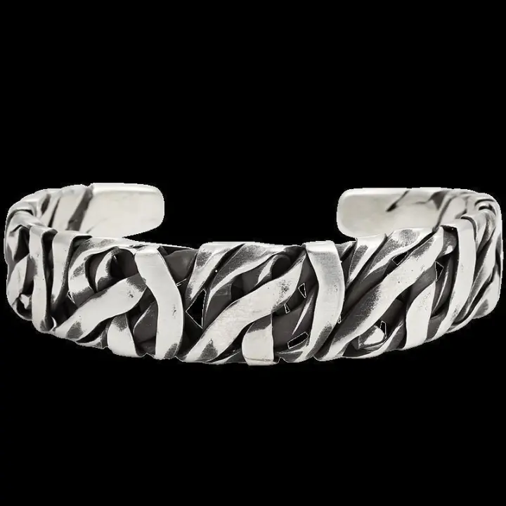 Pulsera tejida a mano tailandesa, pulsera abierta de nicho retro para hombre, pulsera ancha para hombre de fábrica al por mayor. - 1