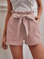 Pantalones Cortos de Verano para Mujer Algodón Transpirable, Cintura Elástica con Bolsillo, Color Sólido, Estilo Casual - details 23