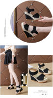 Sandalias de cuña con punta abierta para mujer, zapatos de plataforma con tira trasera, elegantes e informales - details 3