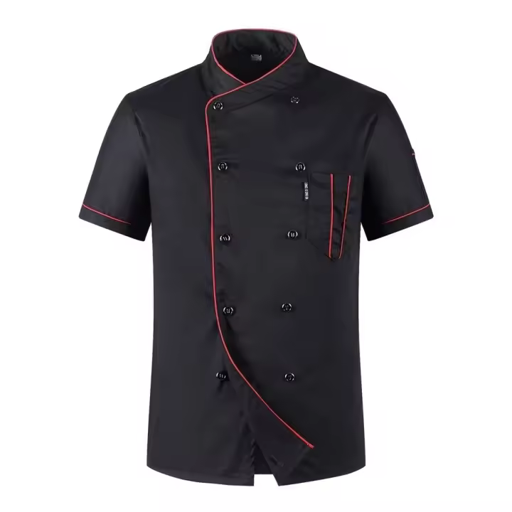 Chaqueta de chef de manga corta, abrigo de cocinero, uniforme de trabajo para barista, panadero, camarero, restaurante, ropa de hotel - 1