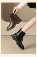 Botas Retro Británicas para Mujer 2025 Versátiles de Tacón Grueso de Cabeza Redonda - details 0