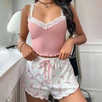 Conjunto de pijama Ence, camiseta sexy con cuello en V para mujer, pantalones cortos estampados, pijamas suaves, ropa casual 2PSC - details 1