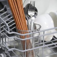 Tubo de palillos escurribles para colgar en la pared, cuchara, tenedor, jaula, estante, organizador de vajilla, soporte para cubiertos de cocina de acero inoxidable - details 12