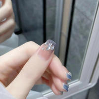 Nail Art French False Aurora Resina Uñas artificiales, Degradado de elfo azul para salón de belleza, mujeres expertas e ingenuas - details 7