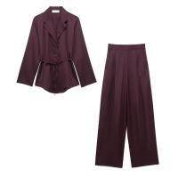 OUWU- Conjuntos De Pantalones De Cintura Para Mujer, 2 Piezas, Camisa Con Cinturón A La Moda, Traje Informal De Dos Piezas, Traje Para Mujer 2025 - details 2