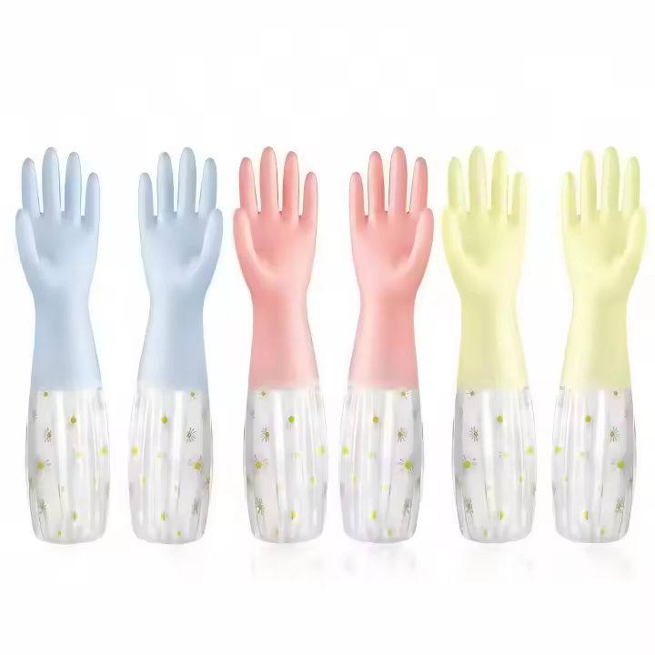 Guantes de limpieza de PVC impermeables antideslizantes de manga larga 47 cm (3 pares) - 1