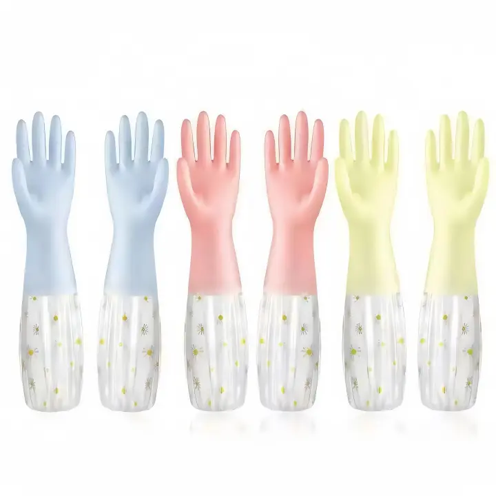 Guantes de limpieza de PVC impermeables antideslizantes de manga larga 47 cm (3 pares) - 1