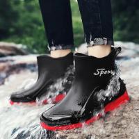 Botas de lluvia para hombre, botas desnudas a la moda, zapatos antideslizantes para trabajo de Chef, zapatos de pesca de goma impermeables y duraderos, zapatillas de deporte para hombre 2023 - details 21