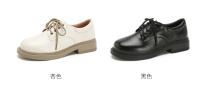Nuevo otoño cabeza redonda de cuero suave con cordones zapatos individuales de suela plana blanco versátil británico pequeño zapatos de cuero - details 2