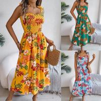 Falda Larga de Playa Cinturón de Tira de Flor de Primavera-Verano Cintura Ajustable Suspender - details 1