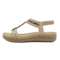 5012-8 Nuevas Sandalias Bohemias de Diamantes de Imitación 2025 Casual Cómodas de Masaje de Látex Suela Gruesa Talla Grande Zapatos Planos - details 5