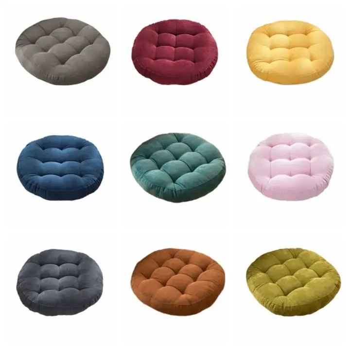 Almohada de pana redonda para suelo, cojines gruesos de gran tamaño para suelo, cojín de meditación, cojines de asiento de Color sólido, decoración del hogar - 1
