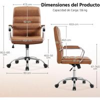 Silla Giratoria de Oficina Sillón de Trabajo con Respaldo Tapizado Asiento Sintético Altura Ajustable Negro - details 48
