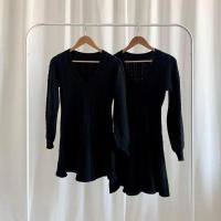 Vestido corto de punto para mujer, prenda elegante de manga larga con cuello de pico, ajustado, color negro, novedad de invierno - details 33