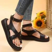 Women's Fashion Criss Cross Flat Sandals Color Solid Slingback Open Toe Shoes Strappy Back Buckle Summer Shoes - details 4