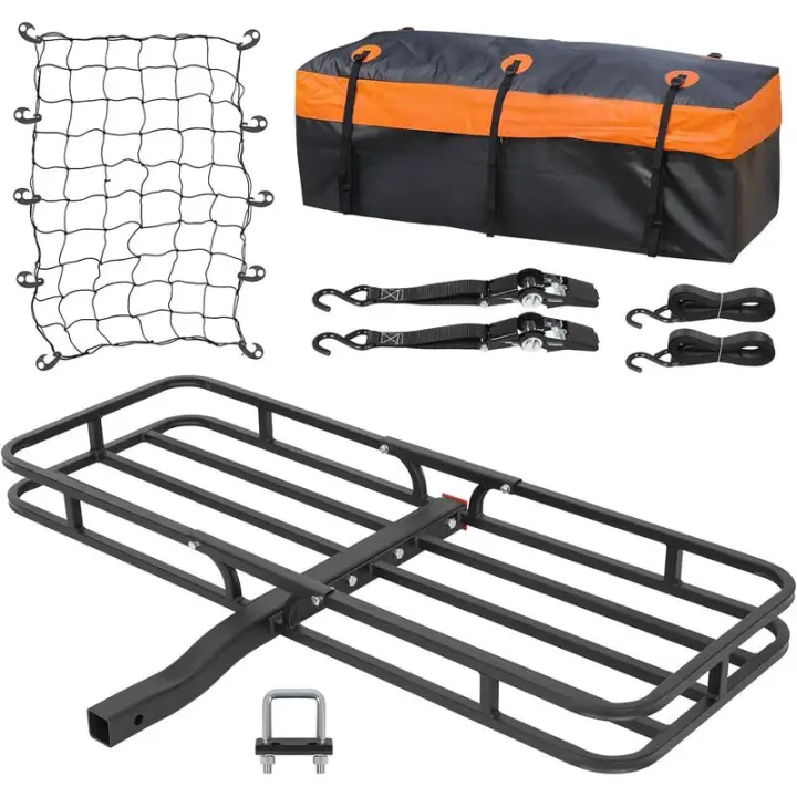 Portaequipajes de Carga Hitch WEIZE 53x19 Pulgadas, Capacidad de 500LB, Bolsa Impermeable, Correa de Red, Ajustador, Polvo - 1